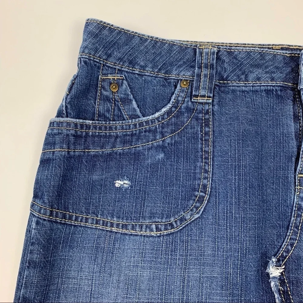 Frayed Edge Factory Deconstructed Denim Jean Skirt Frayed Hem Size Medium (8-10)